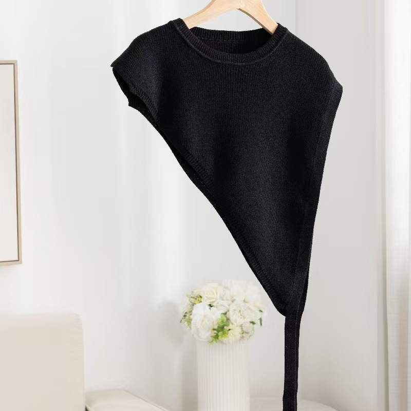 Y1331 split knitted shawl women's autumn and winter new triangle bevel vest layered wear foreign style all-match