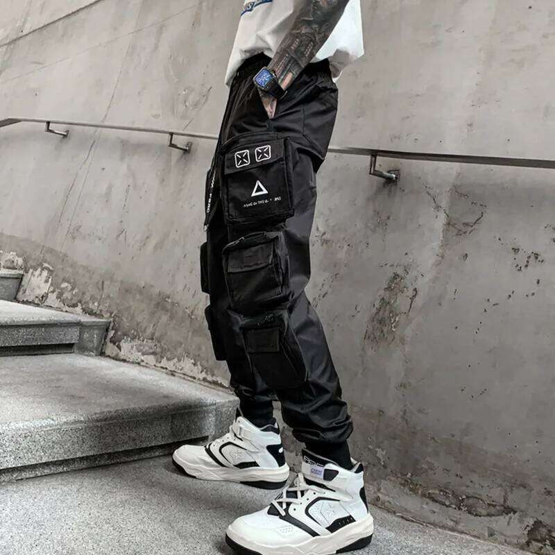 2022 Techwear Style Multi Pockets Cargo Man Vintage Punk Hip Hop Pants Ribbon Casual Joggers Streetwear
