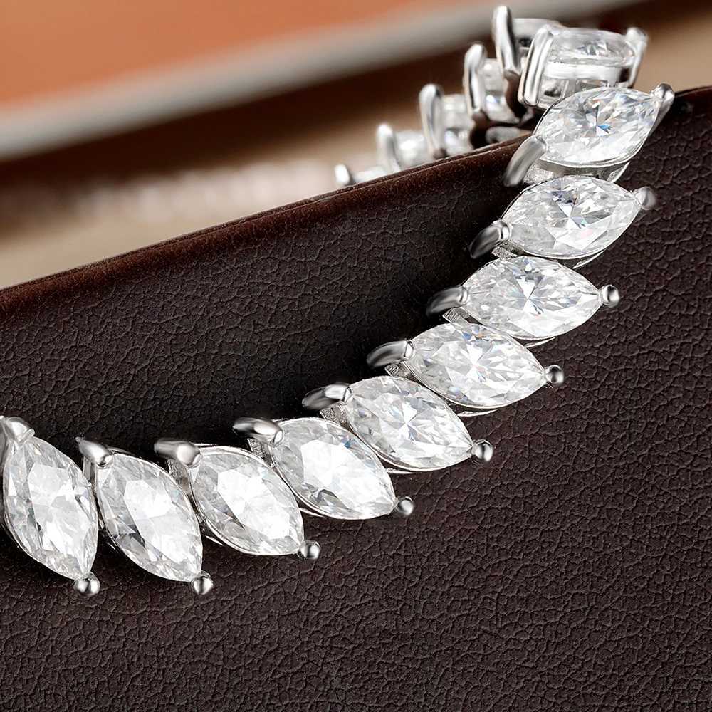 4*8mm Marquise Cut D Color Moissanite Tennis Bracelet For Women Men 100% S925 Sterling Silver Plated 18K Lab Diamond Hand Chain W250728