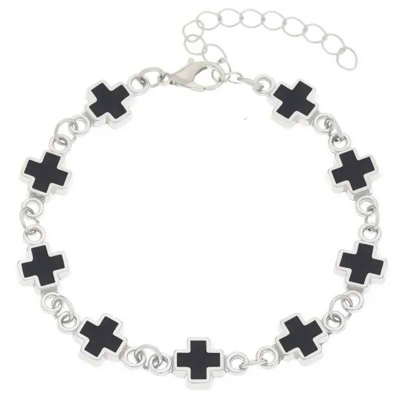 Punk Black White Cross Bracelet Bangles for Men Women Fashion Multi Layered Thick Chain Bracelet Hip Hop Street Jewelry Gifts W250728