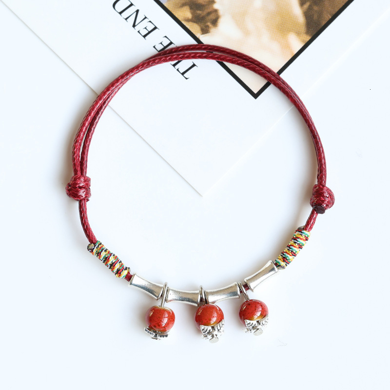 Bamboo Knot Bracelet for Women Artistic Woven Bracelet Jingdezhen Ceramic Bracelet Porcelain Bead Jewelry Friend Small Accessories 250726