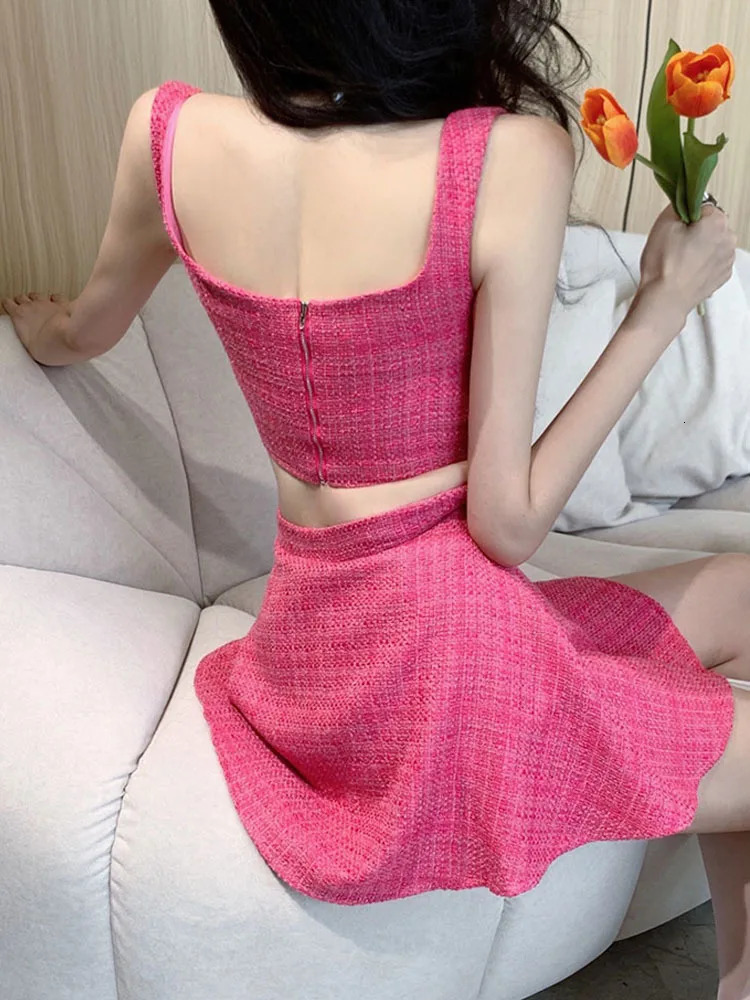 2 Piece Set Women Vest Crop Top Mini Skirt Sets Korean Sweet Summer Womens Outfits 250728