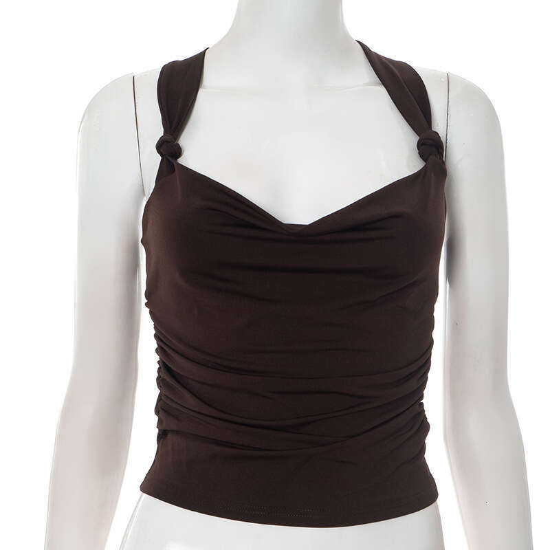 Qtp108 Women's Summer New Pleated Cross Cool Spicy Backless Short Tank Top B5