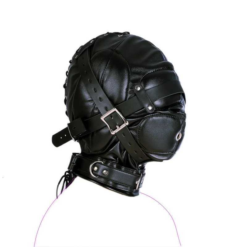 Fetish Full Head Hood Couple Adult Cosplay Games PU Leather Sexy Mask Hood Halloween Party Bondage Face Cover Role Play Costumes XJ250728