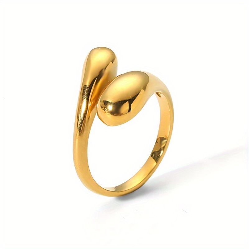 Top Source New Irregular Trendy Water Drop Smooth Stainless Steel Cross Circular Arc Ring