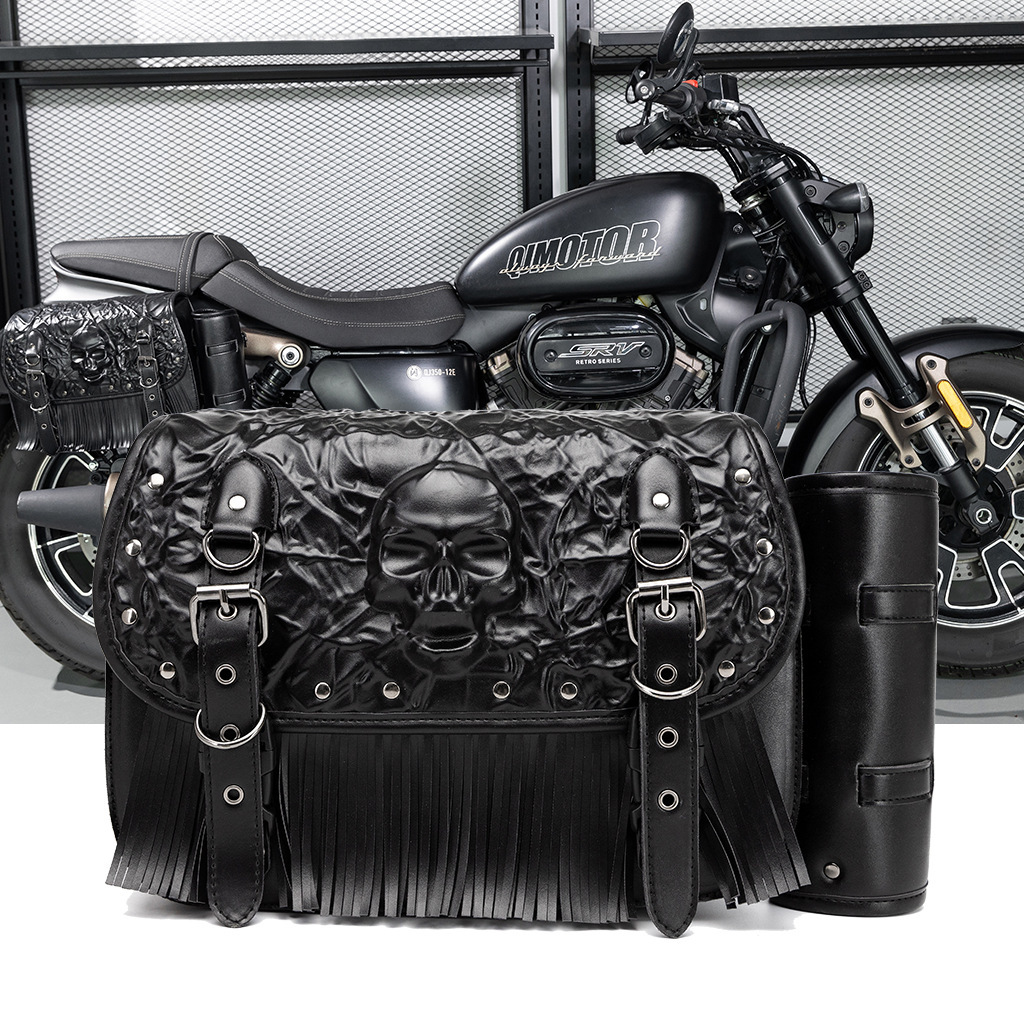 Culture Peripheral Dark Rock Motorcycle Skull Rivet Side Bag Harley Modification Gear ddmymoon