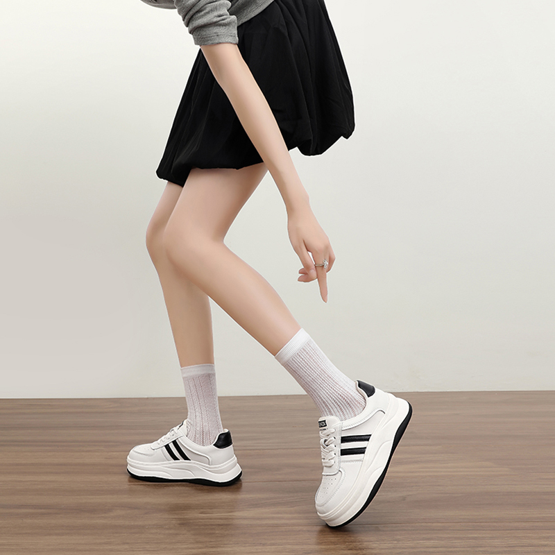 New autumn thick-soled white sneakers for women, color-blocked, casual, versatile, student sneakers, single shoes for all seasons