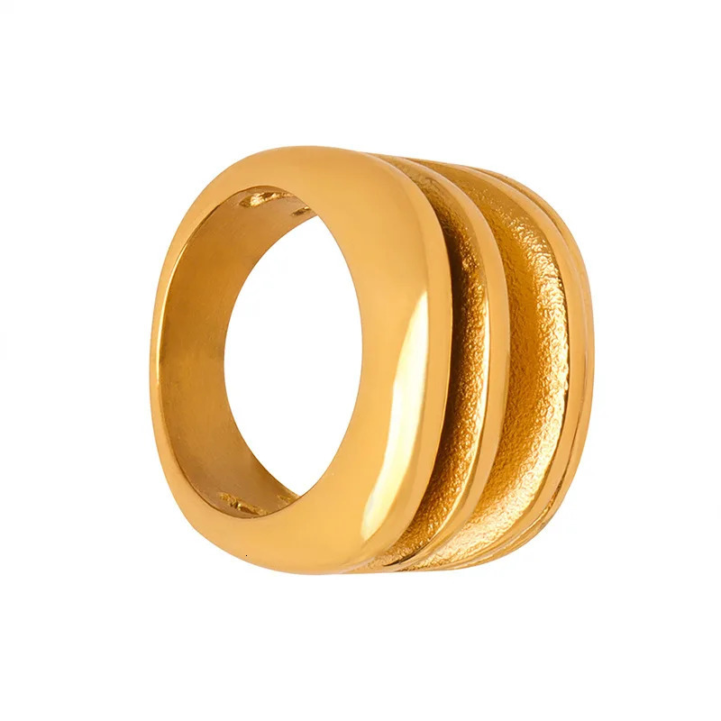 Trendy Multi Layer Rings For Women Men 316L Stainless Steel 18K Gold Plated No Tarnish Womens Finger Ring Female Party Jewelry 250723
