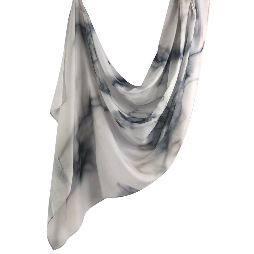 T1326 Watercolor Tie-Dye Cotton Scarf Arabic Satin Polyester Printed Long Scarf Turkish Middle Eastern Headscarf