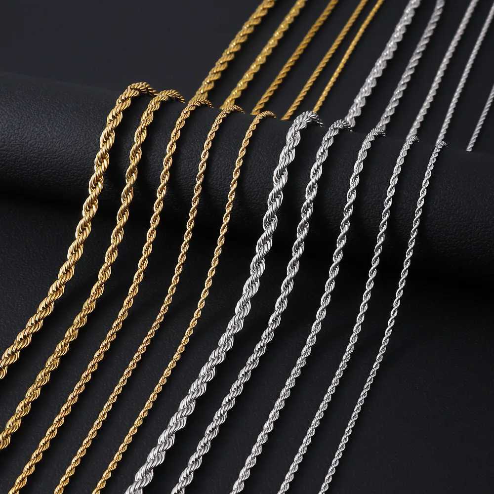 316L Stainless Steel Twisted Rope Chain Necklace for Men and Women Jewelry Accessories XJ250708