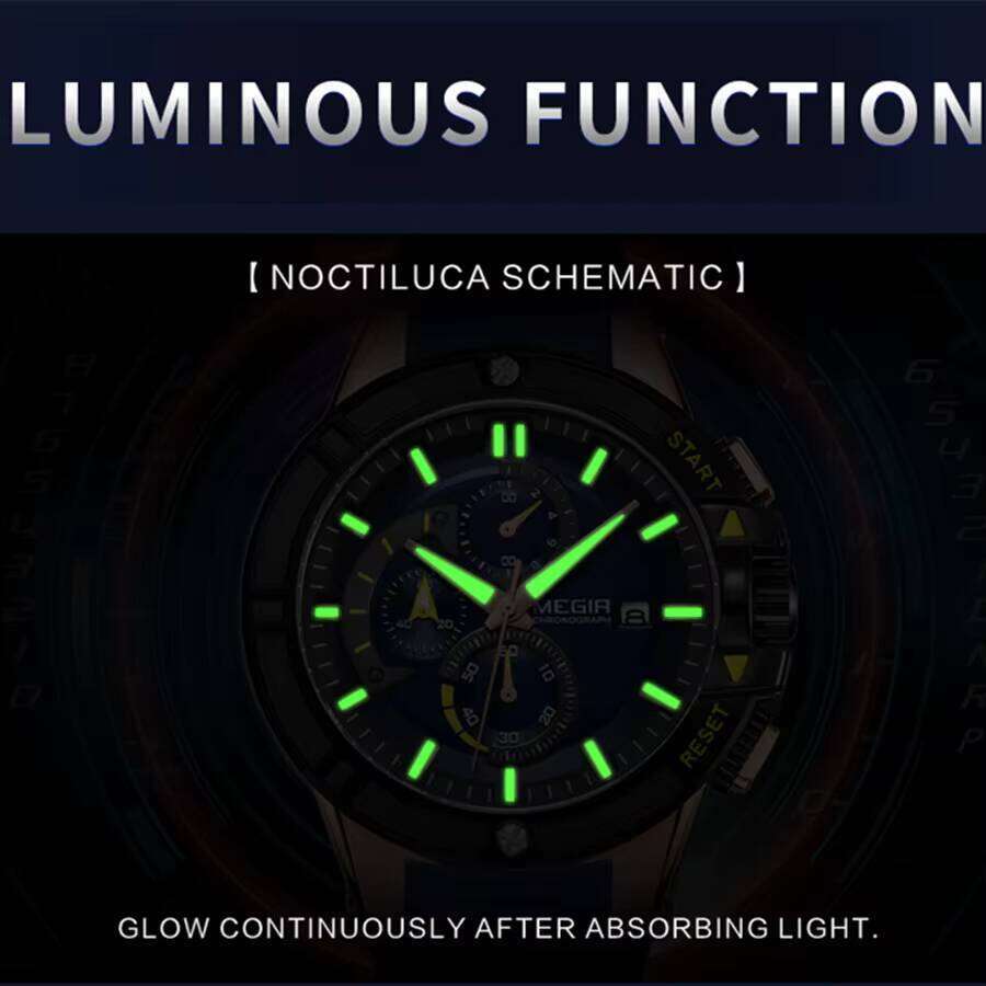 MEGIR Men's Sports Chronograph Quartz Watch - 47mm Silicone Strap, Waterproof, Luminous - Bulk Wholesale Watch