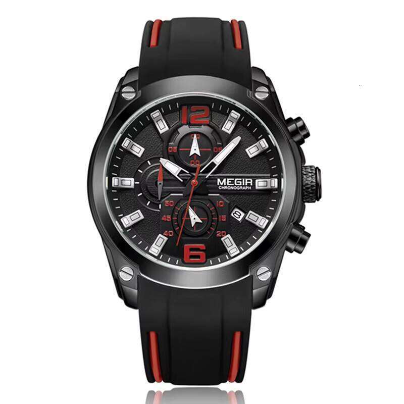 MEGIR Men's Skeleton Sports Watch - 46mm Leather Strap, Waterproof, Chronograph quartz Watch - Bulk Wholesale Watch