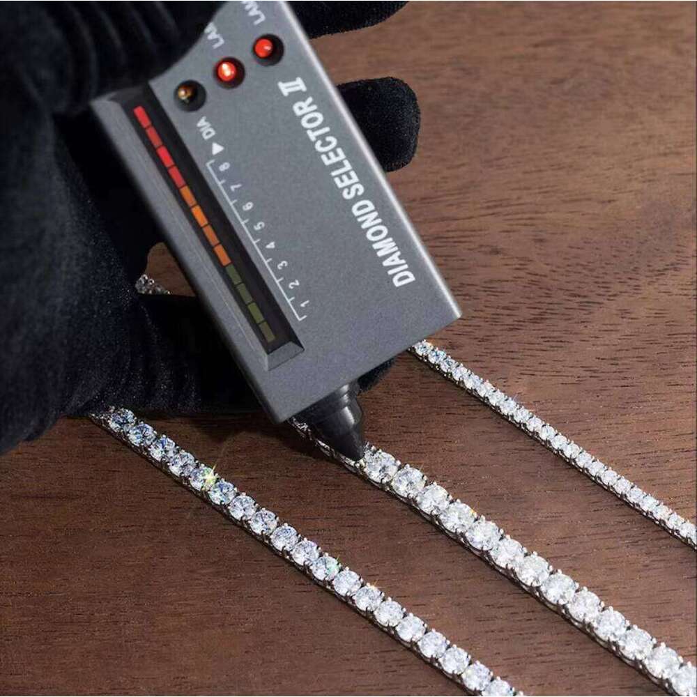 Hip Hop Necklace Shiny Sterling Sier 6.5mm Flawless D Color VVS Lab Grown Tennis Chain