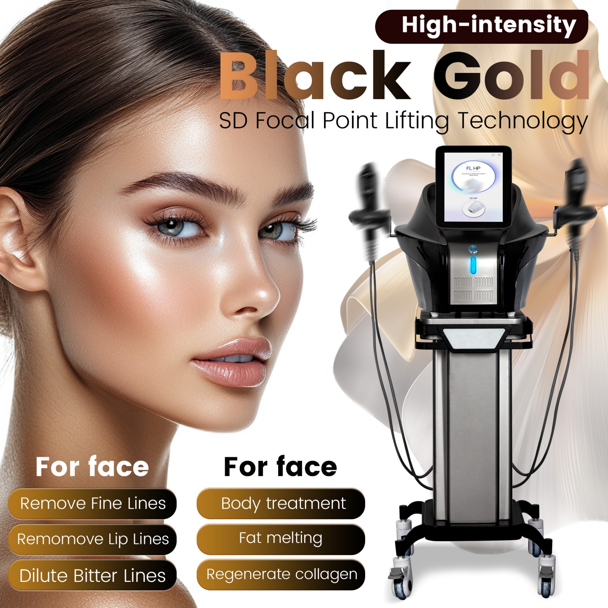 Hifu Facelift Device - Professional Skin Tightening Machine - Non-Surgical Treatment - Reduces Fine Lines - For Face and Neck