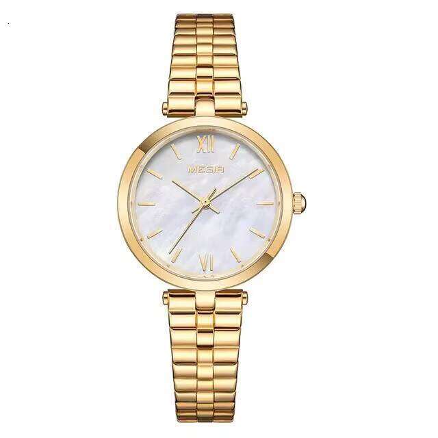 MEGIR Women's Elegant Quartz Watch - Mother of Pearl Dial, Stainless Steel, Waterproof, 32mm Dial Watch- Bulk Wholesale Girls Watch
