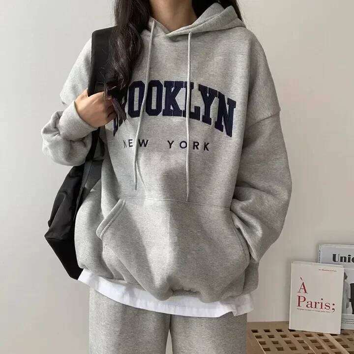 Streetwear Brooklyn Letter Printed Hoodie Women Sweatshirt Warm Full Sleeve Fashion Hoodies Ladies Winter Haruku Tops Clothes