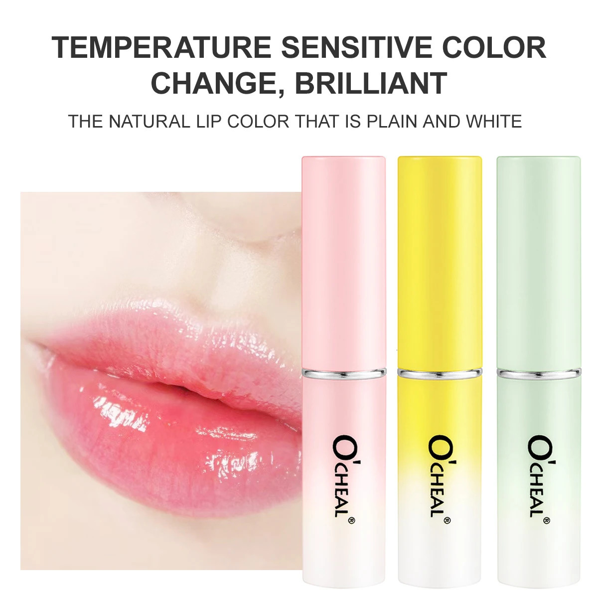 OCHEAL 3 Pcs Moisture Lip Balm Long Lasting Temperature Change Lipstick Aging Lips Mask Casual Type 250726