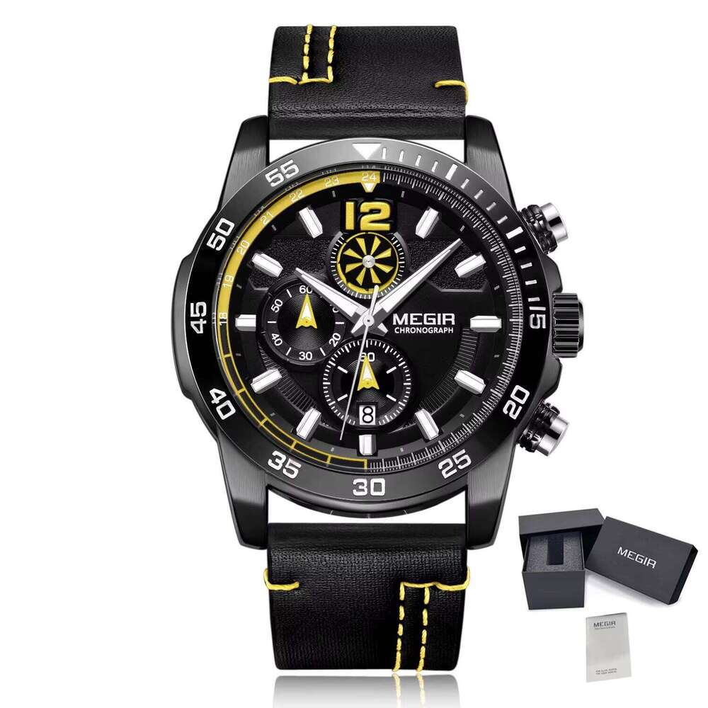 MEGIR Men's Oversized Sports Chronograph Watch - 53mm Silicone Strap, Waterproof, Luminous, Quartz - Bulk Wholesale Watch