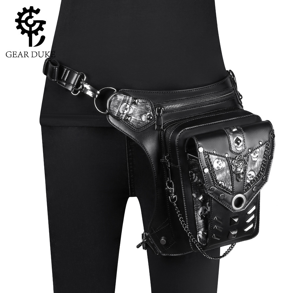 New Style Women Punk Chain Skull Motorcycle Women's Single Shoulder Crossbody Waist Bag for Men ddmymoon