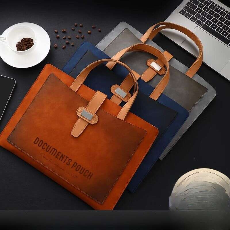 toteBag Shoulder bag ROSE NOIRE A4 Leather Handheld Document Folder File Bag Mulei Waterproof Data Business Briefcase