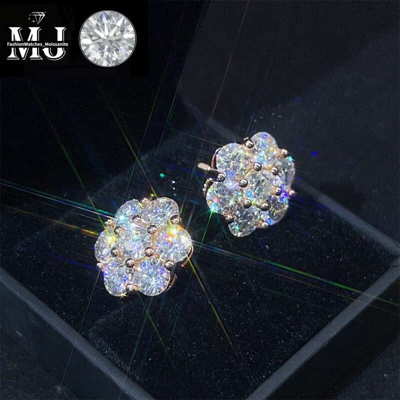 Hot Sale Dropshipping Fashion Jewelry Earrings Gold Plated Sier Vvs-Fl GRA Iced Out Screw Back Moissanite Stud Earring