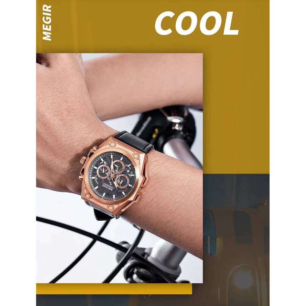 MEGIR Men's Skeleton Sports Watch - 47mm Silicone Strap, 50M Waterproof, Luminous - Bulk Wholesale