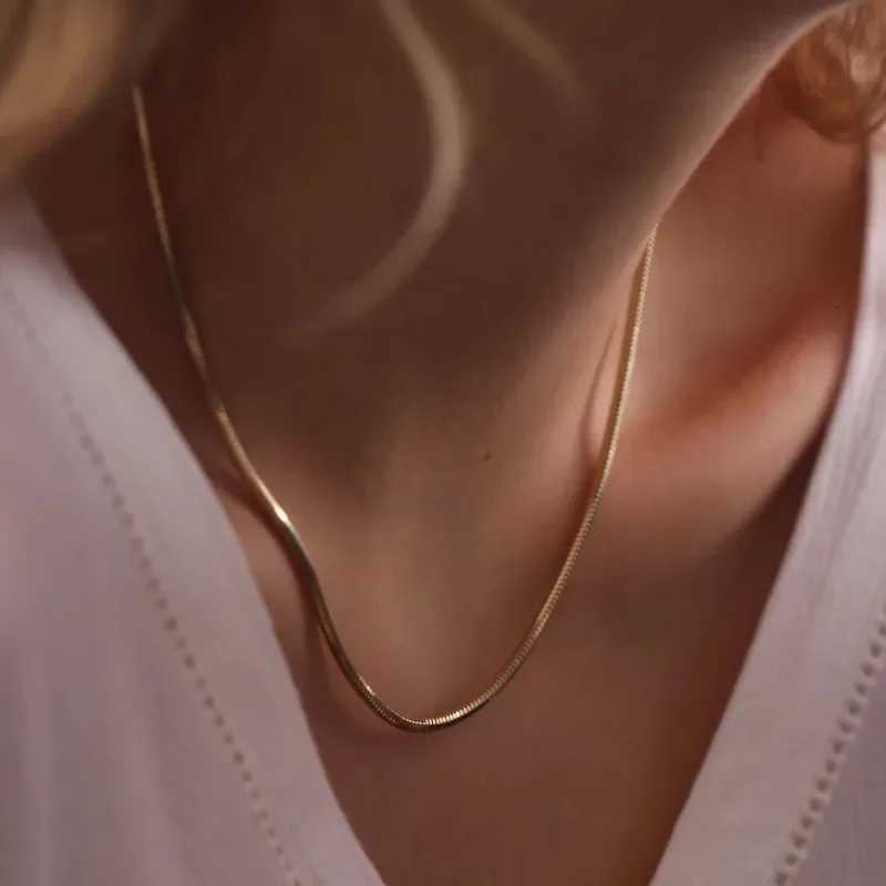 Luxukisskids Dainty Classic Gold/Silver Color Rope Chain Necklaces Women/Men Stainless Steel Solid Round Snake Chains CollierXJ250708