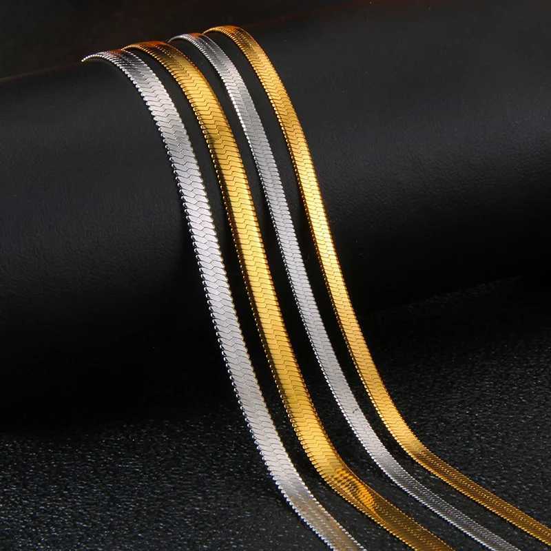 Hot Fashion Unisex Snake Chain Women Necklace Choker Stainless Steel Herringbone Gold Color Chain Necklace For Women Jewelry XJ250708