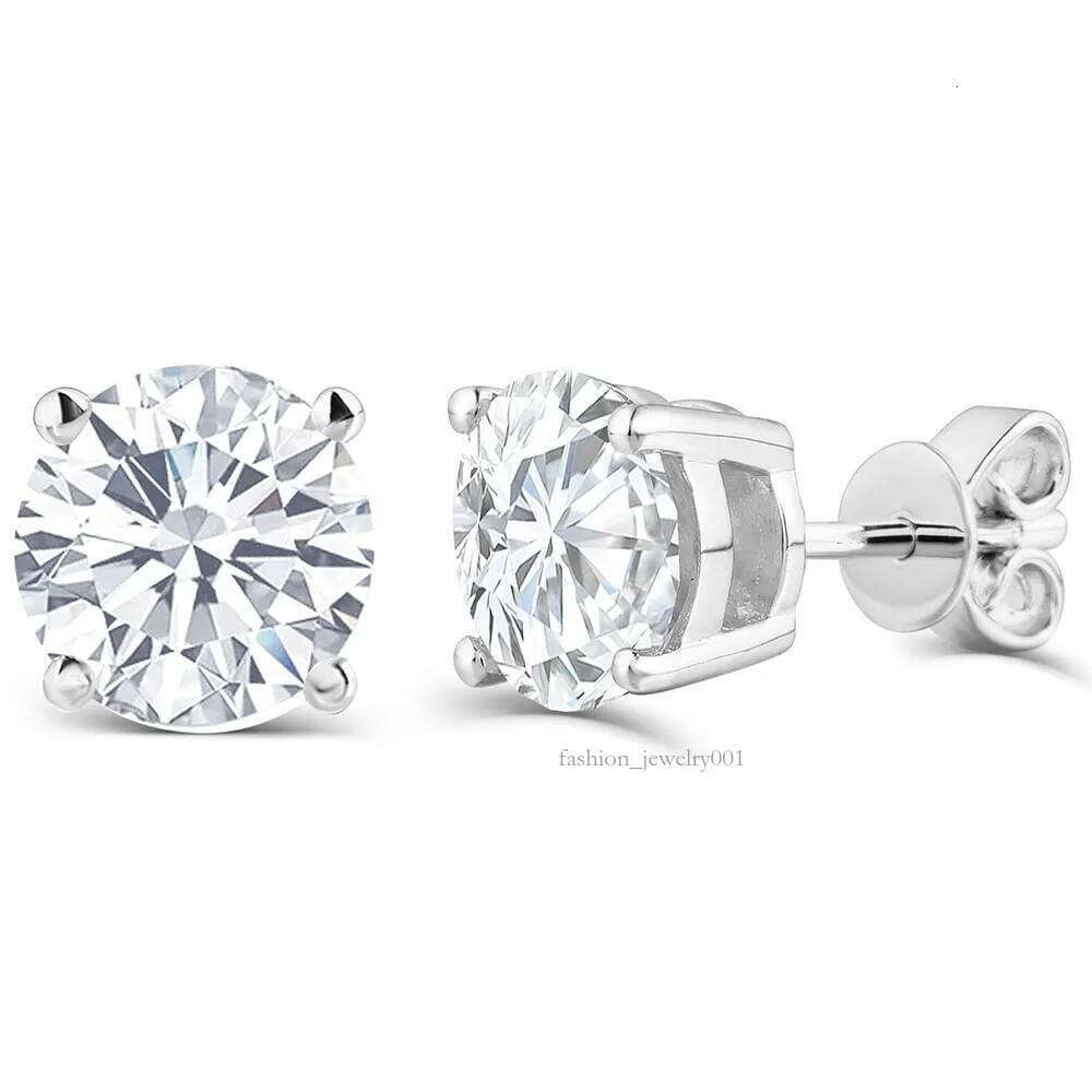 Real Sterling Sier Stud Classic 6-8mm Round Created Moissanite Earrings for Women wedding Jewelry female CX200624