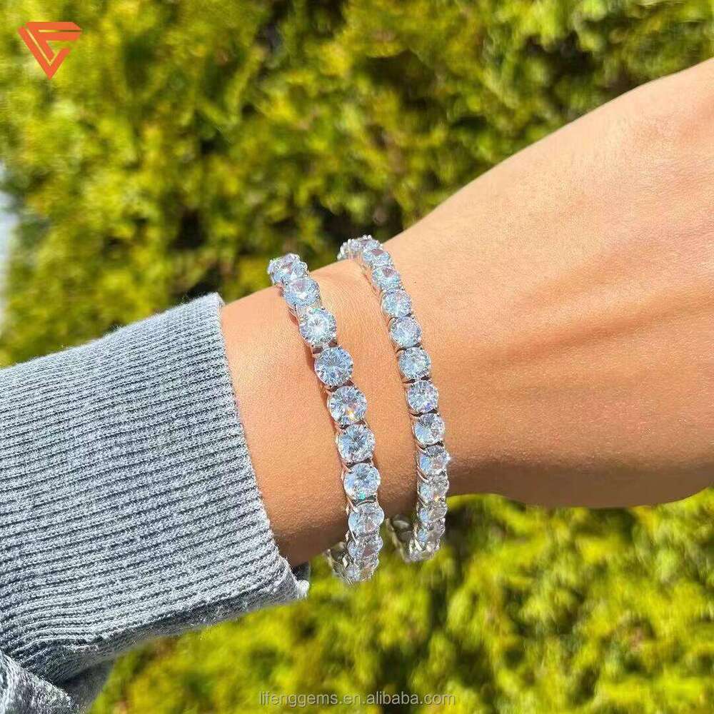 Custom Fine 6.5-9inches Heart Cut Moissanite Dia Women's Tennis Chain Bracelet Necklace Elegant Gold Sterling