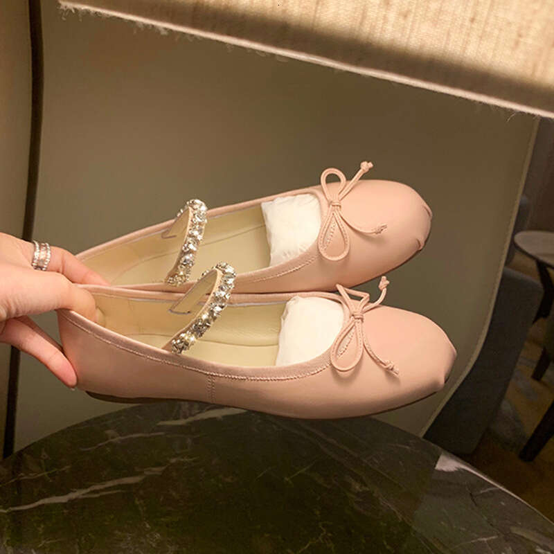 Designer Studiolee Fairy Style Rhinestone Strap French New Bowknot Single Round Toe Ballet Mary Jane Shoes