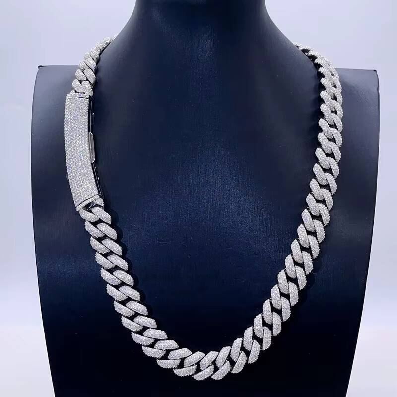 Curved Long Clasp Custom Made Gra Iced Out Hip Hop Men Fashion Vvs Moissanite Cuban Chain