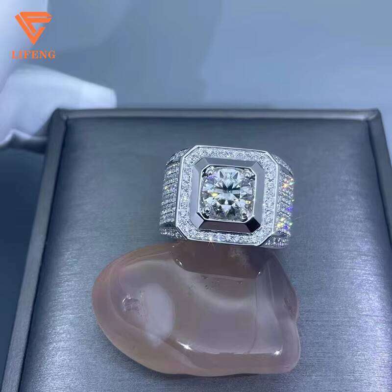 2024 Male Large VVS Moissanite Dia Sterling Sier Trend Fashion Simple Charm Jewelry Custom Ring