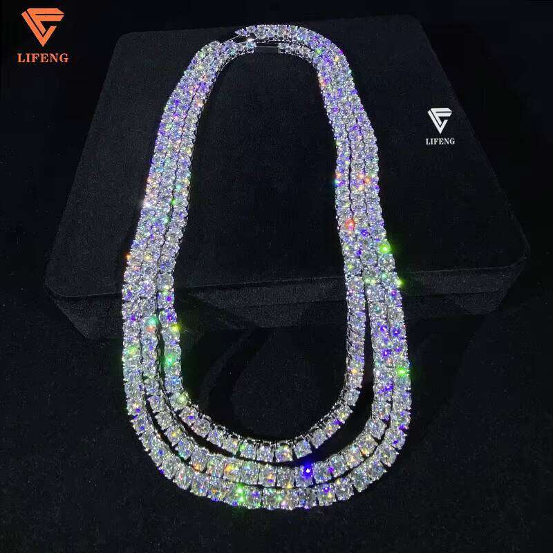 Pass Tester D Color Ice Out Necklace Sier Dia 6mm Vvs Moissanite Tennis Chain Hip Hop Jewelry