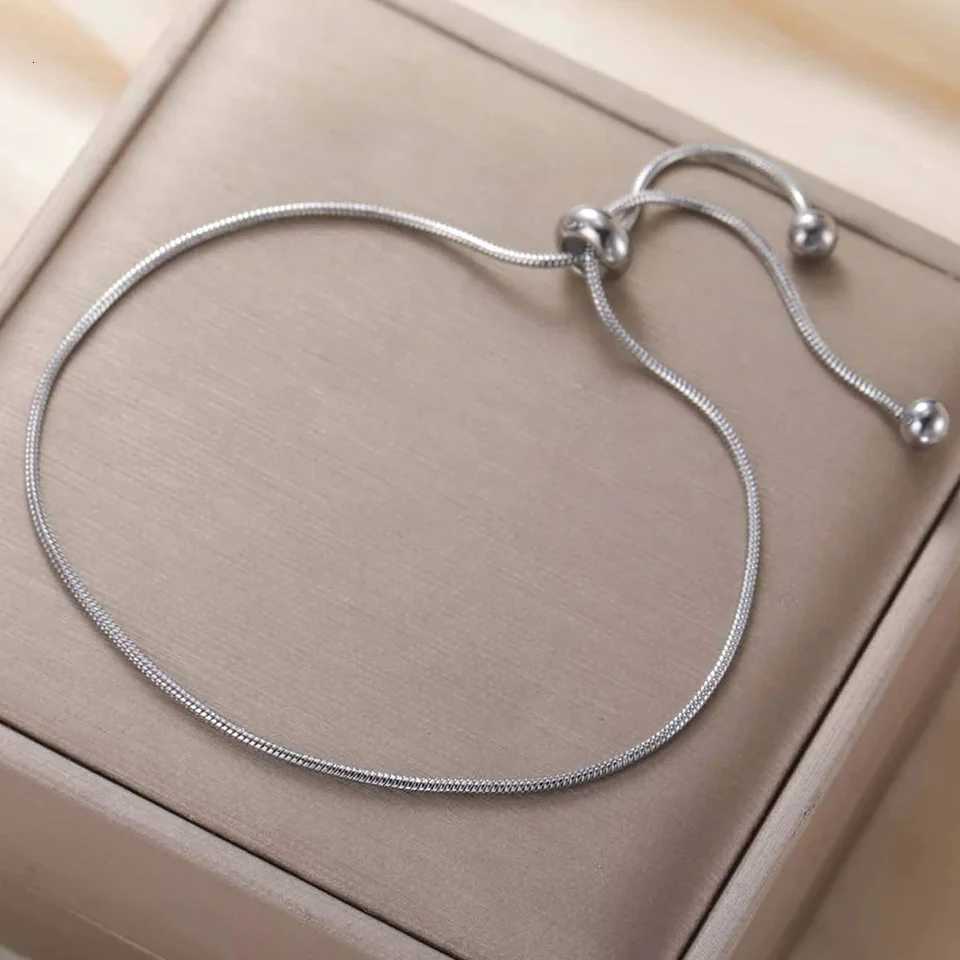 Adjustable Round Snake Chain Bracelet Stainless Steel Gold Plated Pull Bracelets for Women Girls Gifts Wholesale 2025 W250728