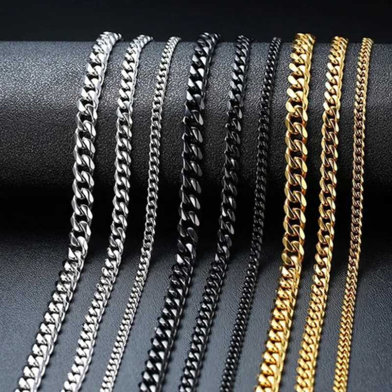 3/5/7/9MM Width Hip Hop Cuban Link Stainless Steel Chains Necklace for Men Basic Simple Rappers Choker on Neck Fashion Jewelry XJ250708