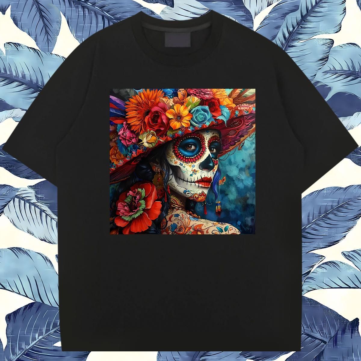 Day of the Dead Festival Pattern Printed Designer T-shirts for Male Summer Short-sleeved 100% Cotton Black White Tops 2025 New