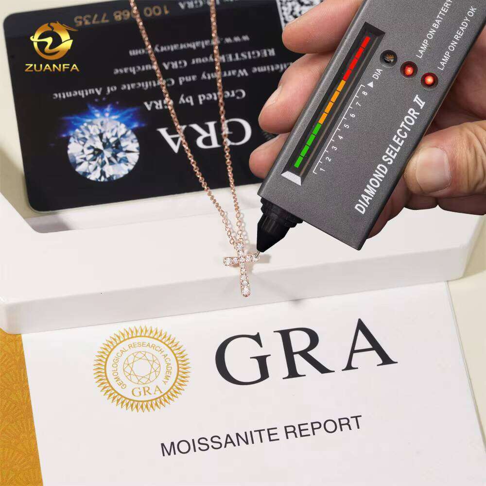 Pure Sterling Sier Jewelry Iced Design Sandstone Women's Wedding Gift Pearlescent Cross Necklace