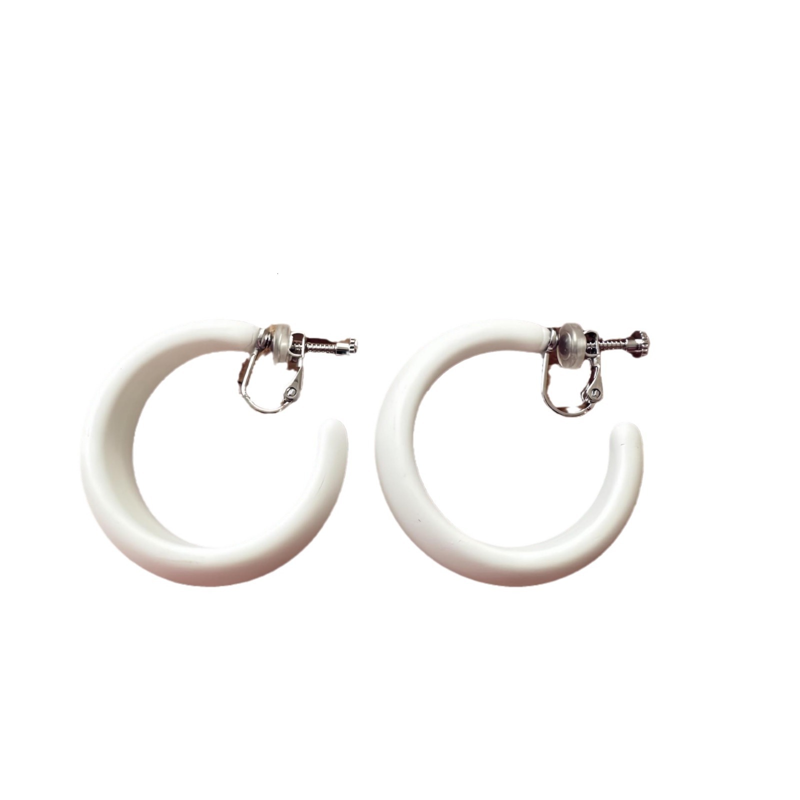 Sier Needle Niche Design for Women Wide C Colorful Hoop Stud Earrings Non-Pierced Ear Clips