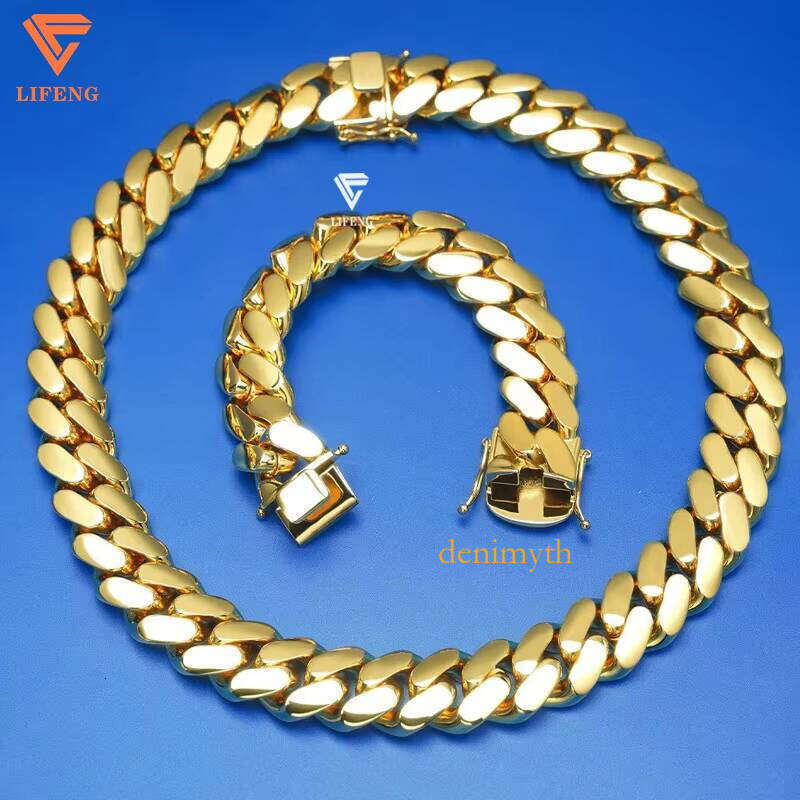 Hiphop Jewelry Chunky Link 14/15/20mm Gold Plated Sier Miami Cuban Chain Necklace for Men