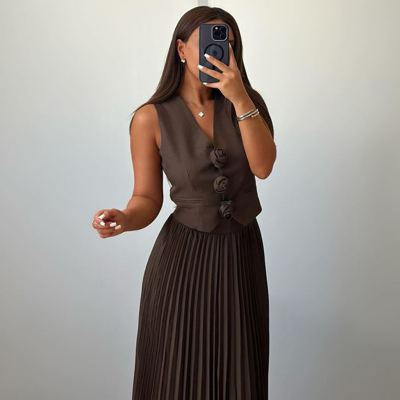 Free shipping designer dress for women Fashionable dress with breathable drape and casual long skirt