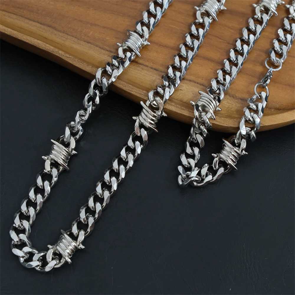 Barbed Wire Cuban Hiphop Bracelet Necklace for Women Men Stainless Steel Neo-Gothic Thorns Choker Necklace Bracelet Punk Jewelry XJ250708