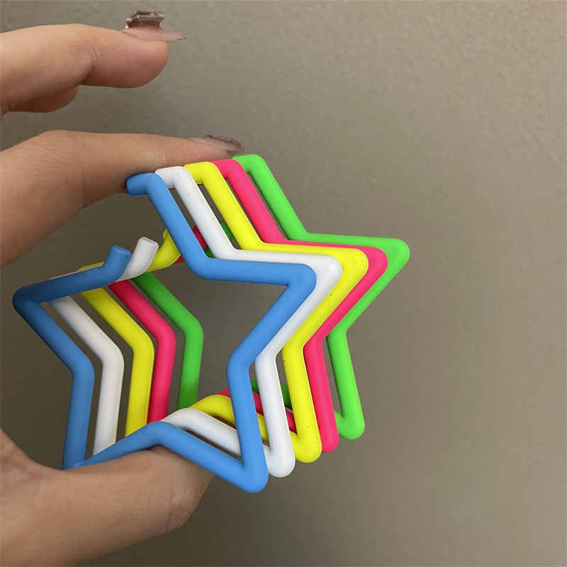 2025 New Super Large Five-Pointed for Women S Sier Needle Dopamine Candy Colorful Star Hoop Earrings