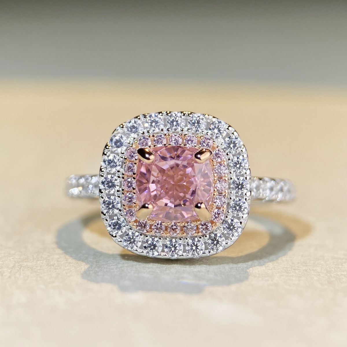 S Pure Sier Pink Set Necklace Pendant Earrings Ice Flower Radiant Cut Zircon High Carbon Dia Ring Jewelry for Women