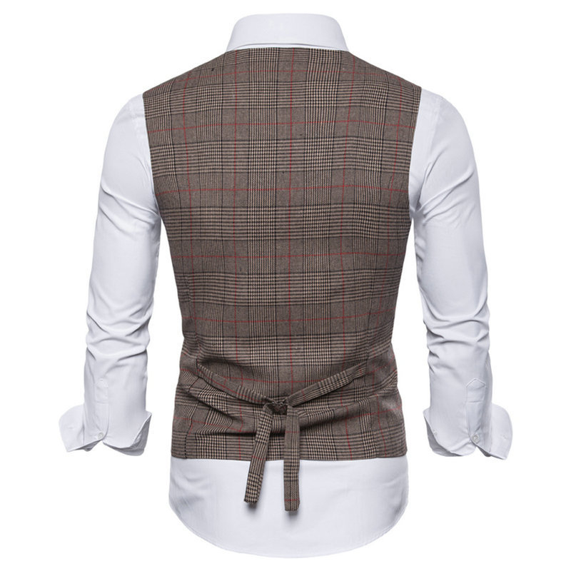 free shipping designer Mens single breasted Vneck suit checkered vest business
