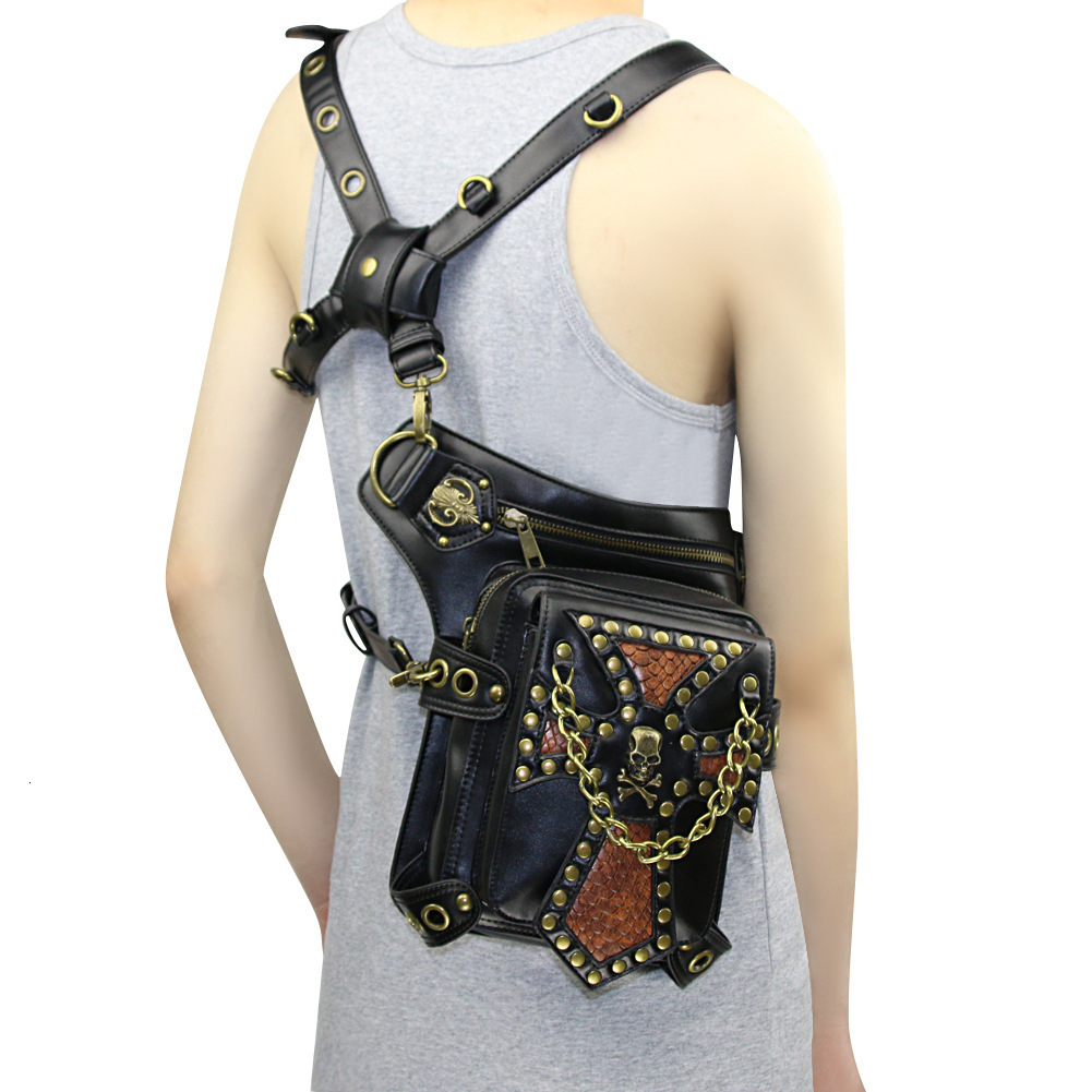 for Women Fashion Chain Color-Block Snake Pattern Rivet PU Women's Crossbody Men's Waist Bag ddmymoon