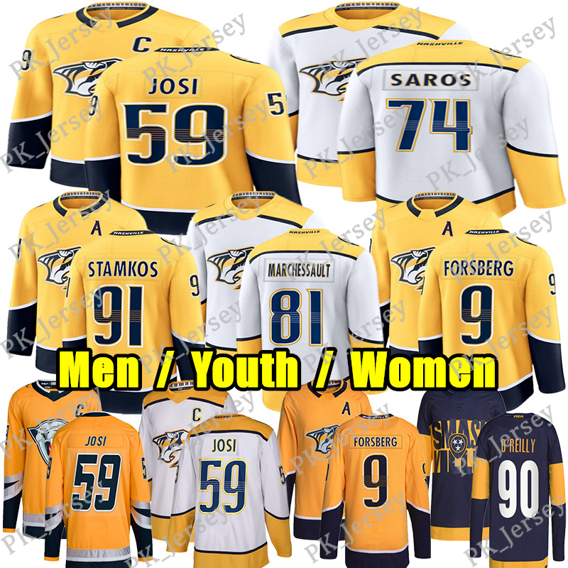 #59 Roman Josi nashville hockey jersey predator jersey #91 Steven Stamkos Ryan O'Reilly Filip Forsberg Juuse Saros Skjei Matthew Wood Jonathan Marchessault jersey