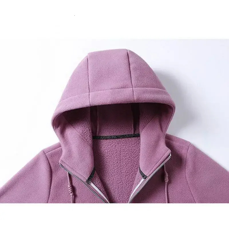 Solid Cashmere Fleece Hoodies Women Sweatshirt Autumn Winter Jacket Breathable Leisure Walk Warm Hooded Zipper Coat 250728
