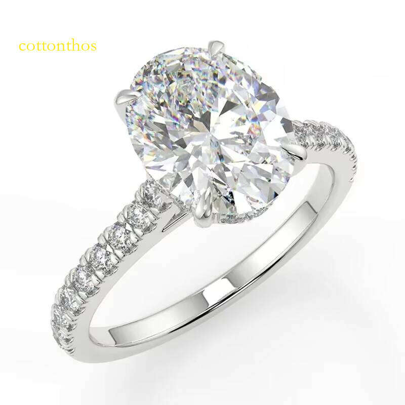 Custom 1ct 2ct Lab Grown Dia Engagement Ring IGI Certified Oval Cut Solid Gold Rings for Women