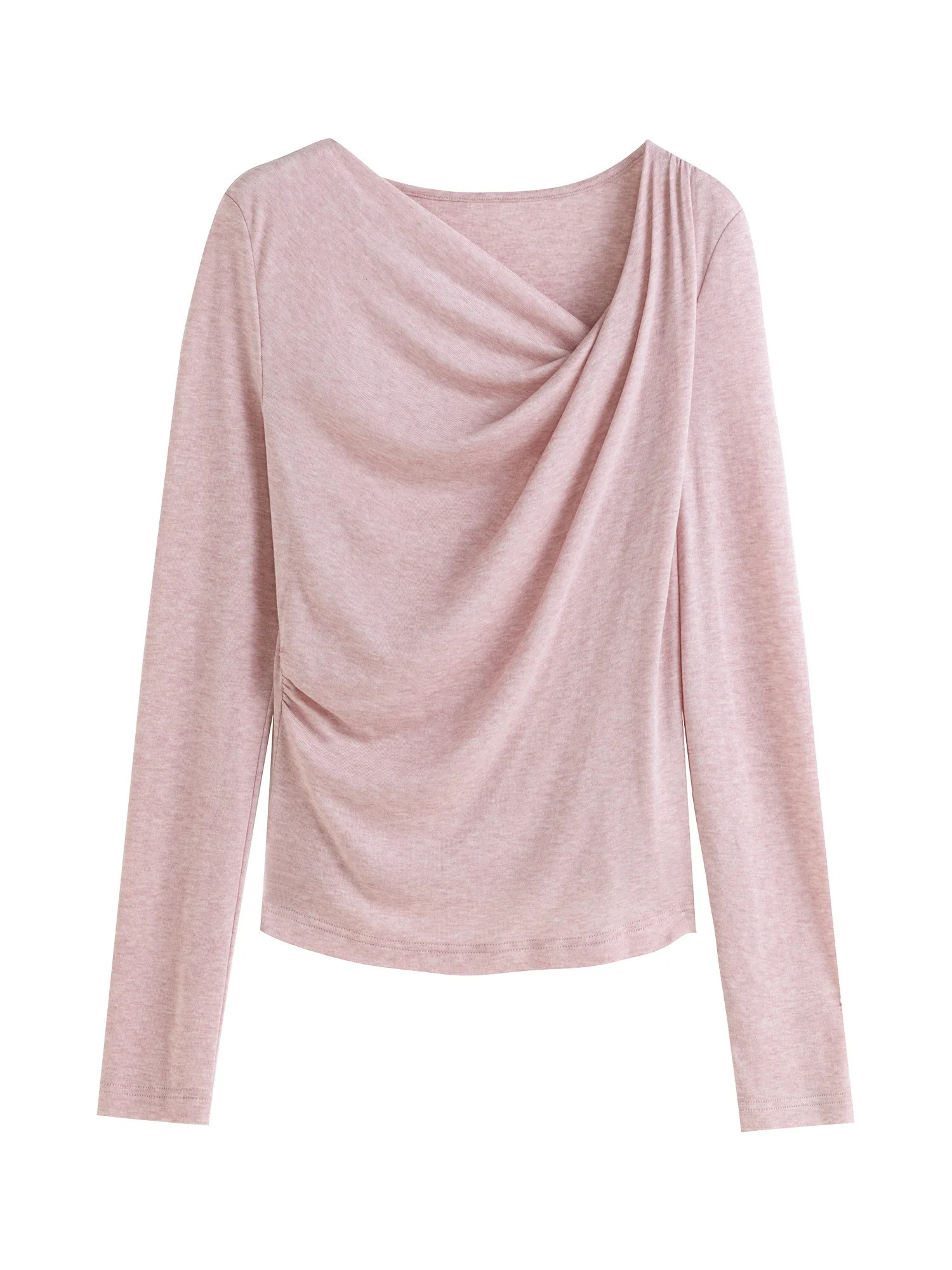 189% Wool Women Autumn Pink Gentle Slim Pullover Asymmetric Neckline Yellow Green Thin Sweater Long Sleeve Top 24ZQ93180 250728